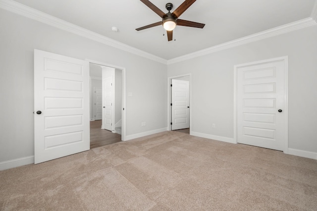 510 Rohan Dr, Murfreesboro, TN 37129 - unfurnished bedroom featuring crown molding, carpet floors, and ceiling fan