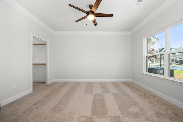 510 Rohan Dr, Murfreesboro, TN 37129 - spare room with ceiling fan, ornamental molding, and light carpet