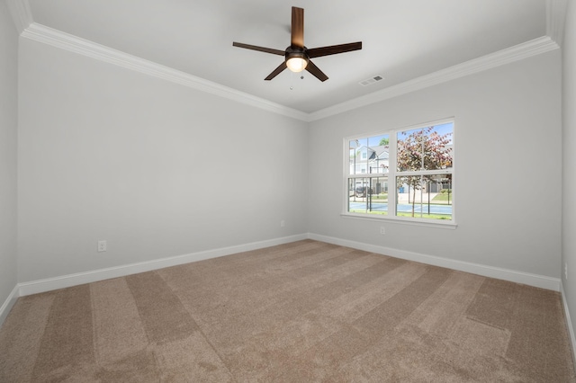 512 Rohan Dr, Murfreesboro, TN 37129 - carpeted spare room featuring crown molding and ceiling fan