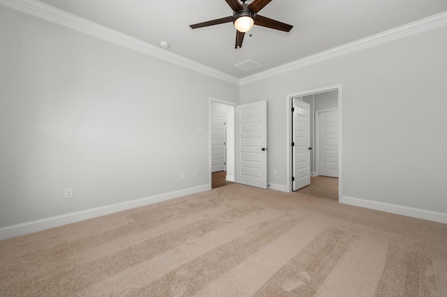 512 Rohan Dr, Murfreesboro, TN 37129 - unfurnished bedroom featuring ornamental molding, carpet flooring, and ceiling fan