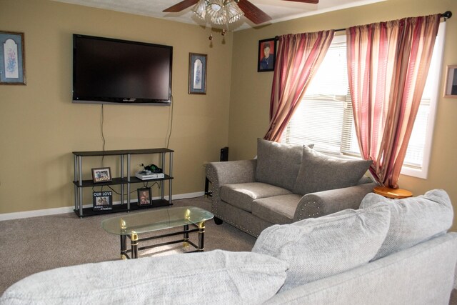 169 Wyndotte Way, Ledbetter, KY 42058 - carpeted living room featuring a ceiling fan and baseboards