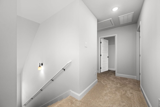 514 Rohan Dr, Murfreesboro, TN 37129 - hall with an upstairs landing, carpet, and attic access