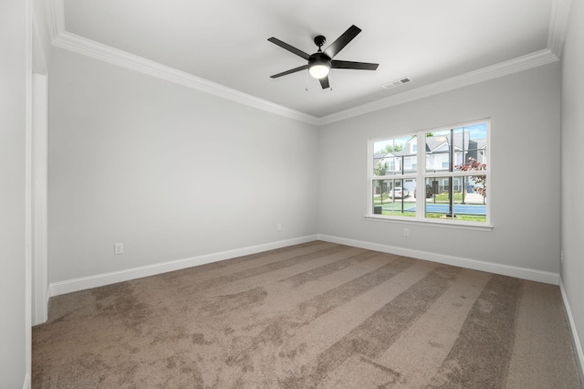 514 Rohan Dr, Murfreesboro, TN 37129 - carpeted spare room featuring ornamental molding and ceiling fan