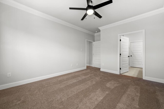 514 Rohan Dr, Murfreesboro, TN 37129 - unfurnished bedroom with crown molding, carpet floors, and a ceiling fan