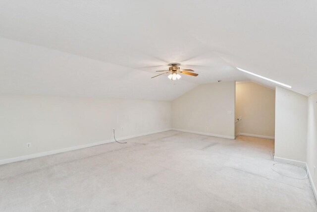 1011 Shirley Dr, Lebanon, TN 37087 - additional living space with a ceiling fan, lofted ceiling, and light colored carpet