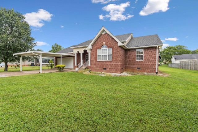 1011 Shirley Dr, Lebanon, TN 37087 - view of front of house featuring concrete driveway, an attached garage, crawl space, brick siding, and a shingled roof