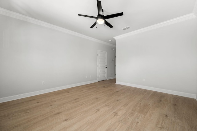 516 Rohan Dr, Murfreesboro, TN 37129 - spare room featuring ceiling fan, ornamental molding, and light wood finished floors