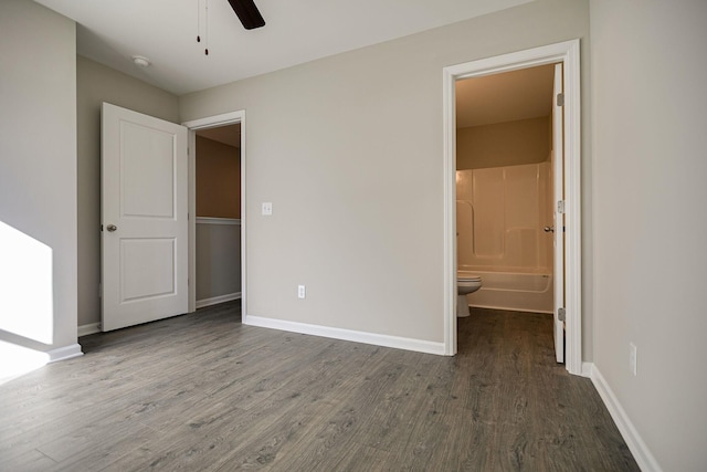 225 Tara Ct Unit 225, Columbia, TN 38401 - unfurnished bedroom with wood finished floors, ensuite bathroom, and a ceiling fan