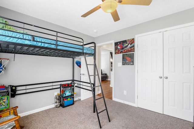 397 W Mcglothlin St, Portland, TN 37148 - bedroom with carpet flooring, a closet, and ceiling fan