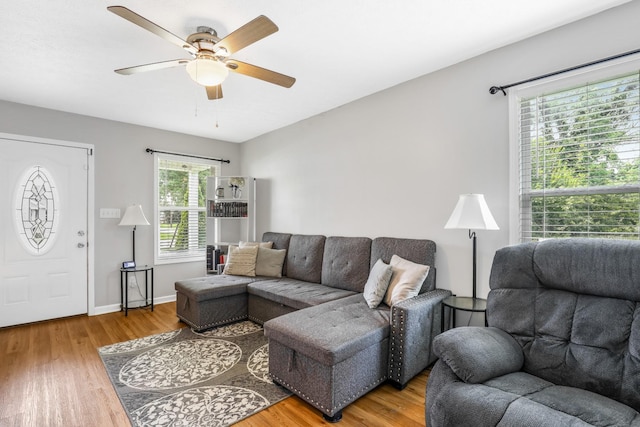 397 W Mcglothlin St, Portland, TN 37148 - living area featuring wood finished floors and ceiling fan