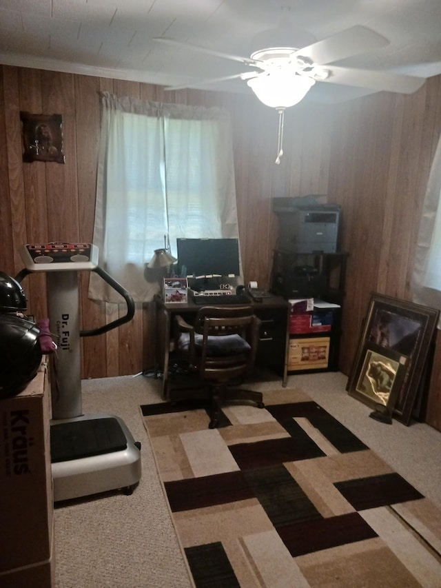 197 Stigall St, Camden, TN 38320 - office with wooden walls and carpet flooring