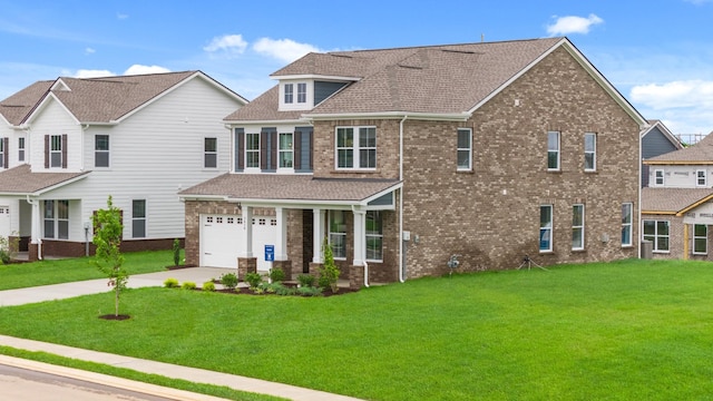 3412 Shigo St, Murfreesboro, TN 37130 - view of front of home featuring brick siding, an attached garage, concrete driveway, and a front lawn