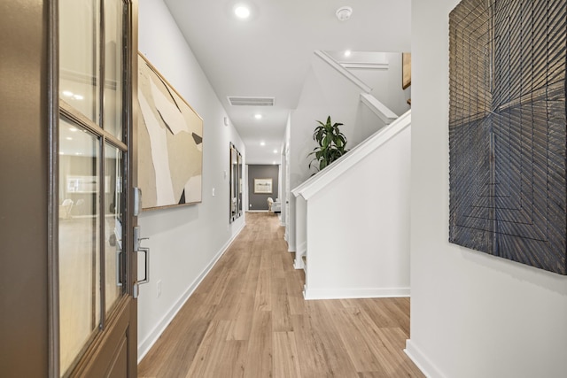 3412 Shigo St, Murfreesboro, TN 37130 - hall with light wood finished floors, recessed lighting, and stairs
