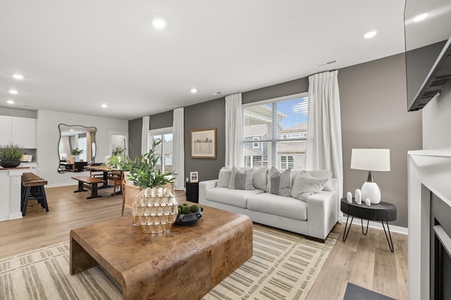 3412 Shigo St, Murfreesboro, TN 37130 - living room featuring light wood-style floors and recessed lighting