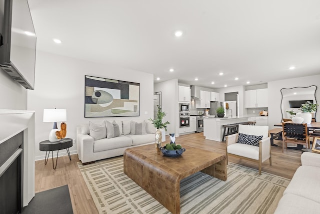 3412 Shigo St, Murfreesboro, TN 37130 - living area featuring recessed lighting, light wood finished floors, and a fireplace