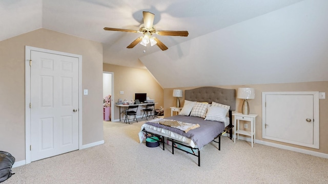 1006 Summer Ln, Pleasant View, TN 37146 - bedroom featuring lofted ceiling, an office area, carpet flooring, and a ceiling fan