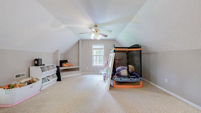 1006 Summer Ln, Pleasant View, TN 37146 - bedroom with carpet floors, vaulted ceiling, and a ceiling fan