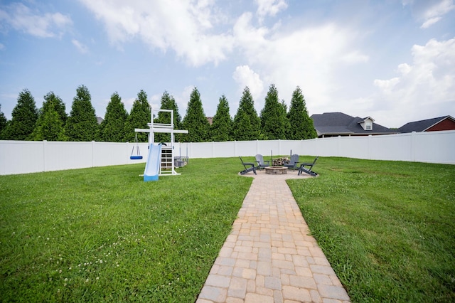 2331 Lionheart Dr, Murfreesboro, TN 37130 - fenced backyard featuring a fire pit