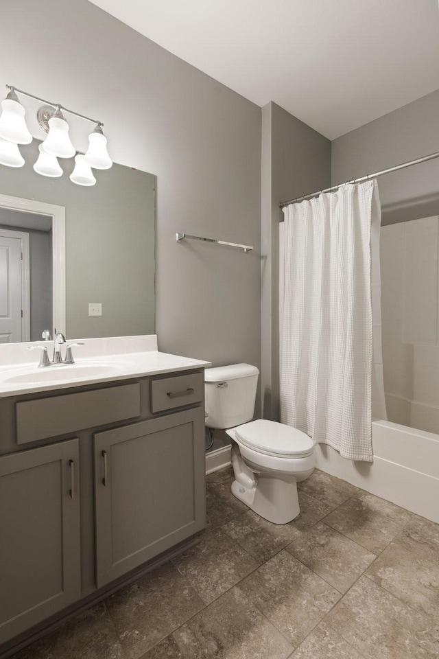 7156 Triple Crown Ln, Fairview, TN 37062 - bathroom with vanity, shower / bath combo with shower curtain, and stone finish flooring