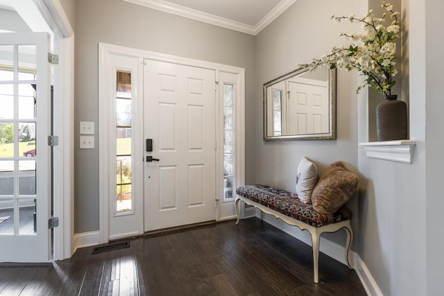 7156 Triple Crown Ln, Fairview, TN 37062 - entrance foyer with crown molding and dark wood-style flooring