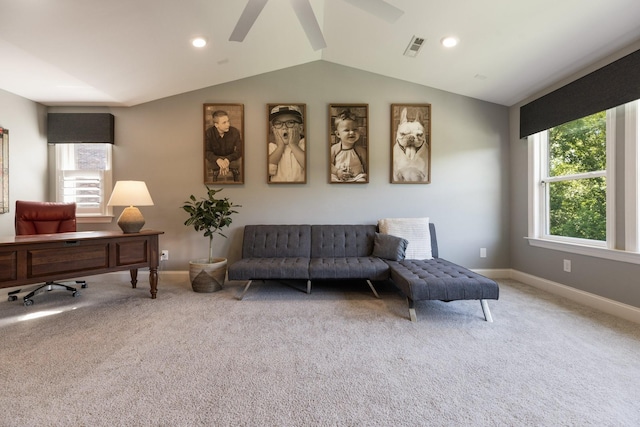 7156 Triple Crown Ln, Fairview, TN 37062 - carpeted office with lofted ceiling, ceiling fan, and recessed lighting