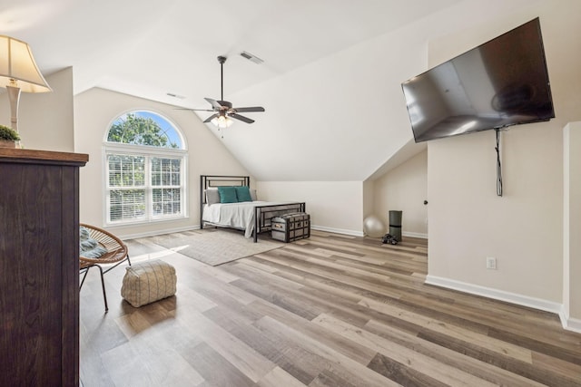 2414 Keegan Dr, Murfreesboro, TN 37130 - bedroom with lofted ceiling, wood finished floors, and a ceiling fan