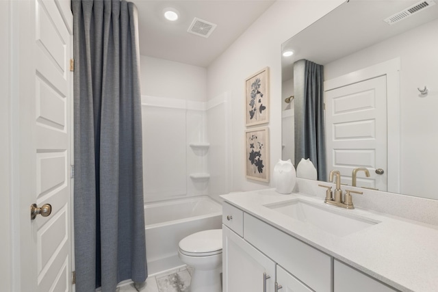 1243 Tucker Dr, Lebanon, TN 37087 - full bath featuring vanity, shower / bath combo, marble look tile flooring, and recessed lighting