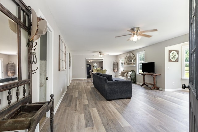 5519 Noble King Rd, Franklin, TN 37064 - living area with ceiling fan and light wood-style flooring