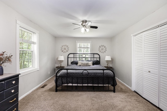 5519 Noble King Rd, Franklin, TN 37064 - bedroom featuring light colored carpet, a closet, and ceiling fan
