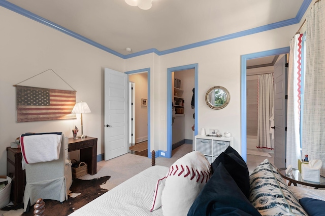 7318 Harlow Dr, College Grove, TN 37046 - carpeted bedroom featuring ornamental molding