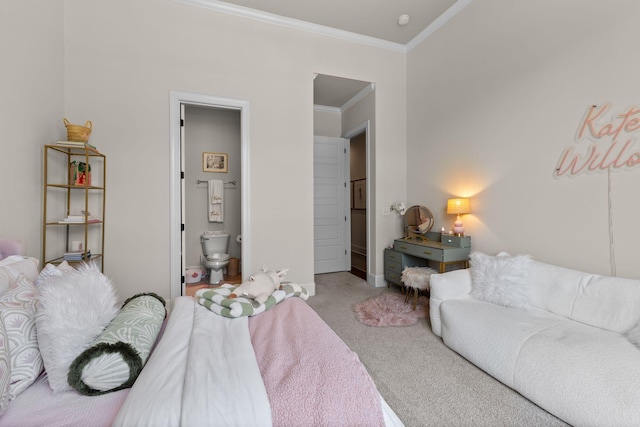 7318 Harlow Dr, College Grove, TN 37046 - bedroom with crown molding, carpet flooring, and ensuite bath
