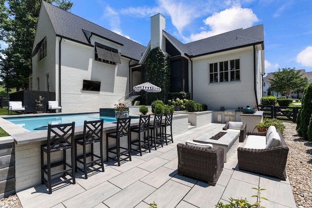 7318 Harlow Dr, College Grove, TN 37046 - view of patio / terrace featuring an outdoor living space and an outdoor pool