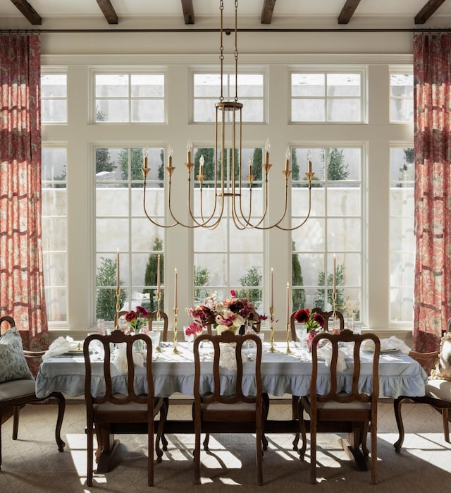 391 The Lady Of The Lake Ln, Franklin, TN 37067 - sunroom / solarium with beam ceiling and a chandelier