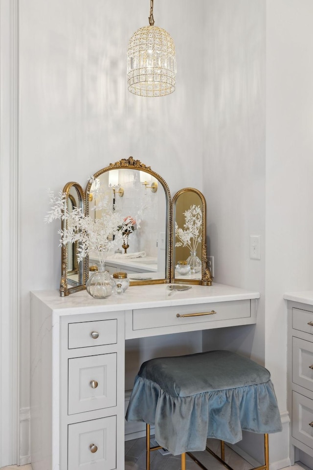 391 The Lady Of The Lake Ln, Franklin, TN 37067 - bathroom featuring a chandelier and vanity