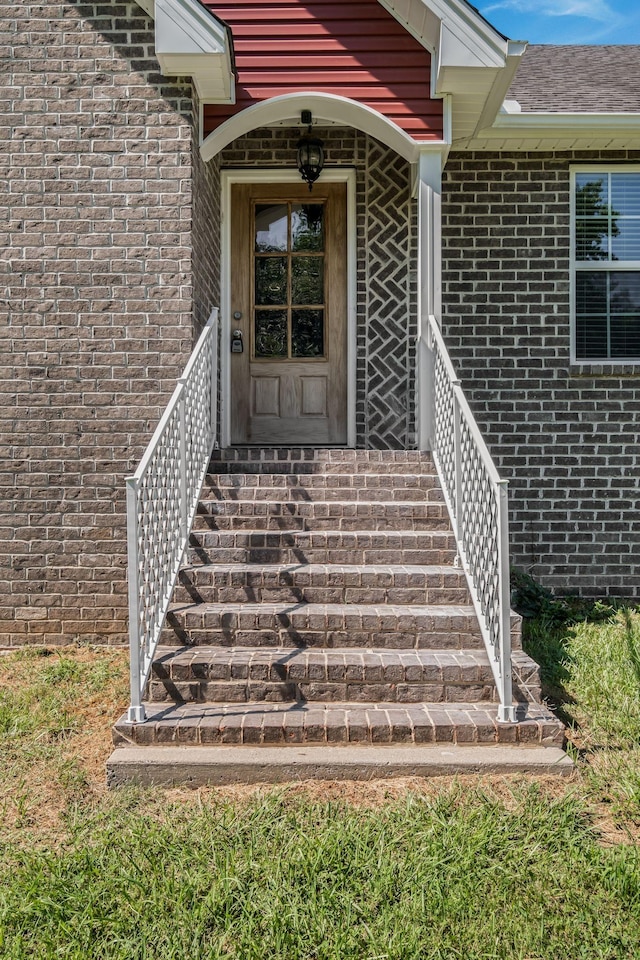 183 Caydras Way, Lafayette, TN 37083 - doorway to property featuring brick siding
