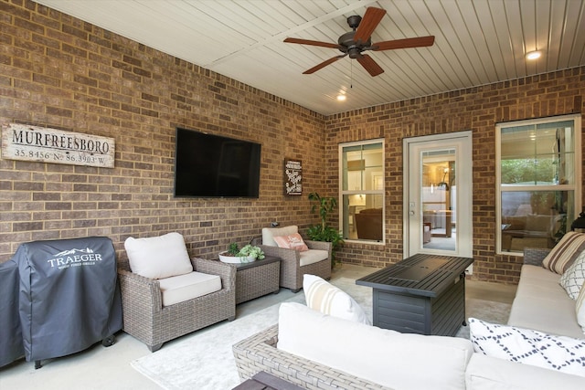 2135 Halfmoon Way, Murfreesboro, TN 37130 - view of patio / terrace with an outdoor hangout area, a ceiling fan, and a grill