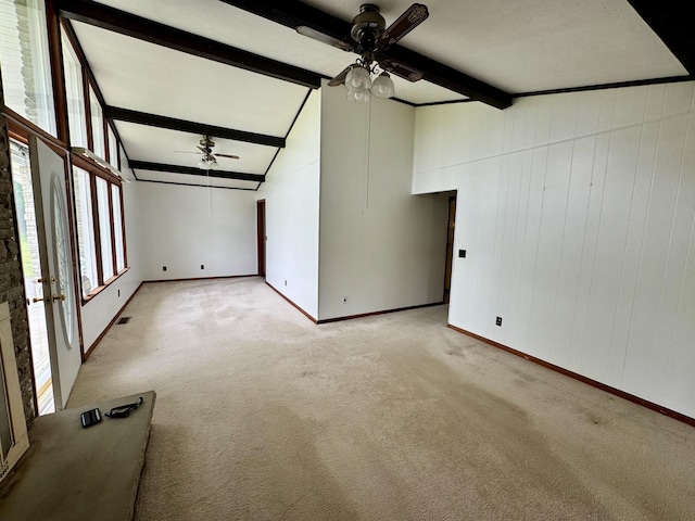1039 Old Martha Washngton Rd, Clarkrange, TN 38553 - unfurnished living room with a ceiling fan and light colored carpet