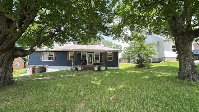 1400 8th St, Old Hickory, TN 37138 - view of front facade featuring a chimney, a front yard, and covered porch