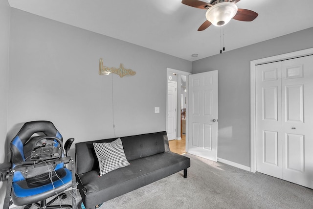 268 Crest Dr, Lynchburg, TN 37352 - sitting room with ceiling fan and carpet floors