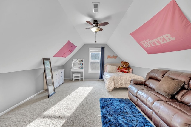 268 Crest Dr, Lynchburg, TN 37352 - bedroom featuring lofted ceiling, carpet, and ceiling fan