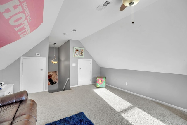 268 Crest Dr, Lynchburg, TN 37352 - bonus room featuring carpet flooring, a ceiling fan, and lofted ceiling
