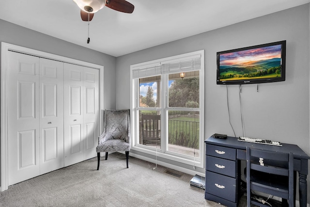 268 Crest Dr, Lynchburg, TN 37352 - sitting room featuring carpet and a ceiling fan