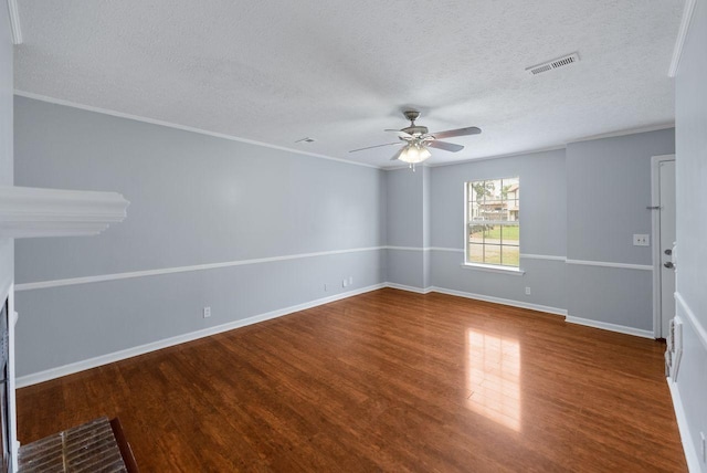 3357 Oak Trees Ct, Antioch, TN 37013 - empty room featuring a ceiling fan, wood finished floors, a textured ceiling, and ornamental molding