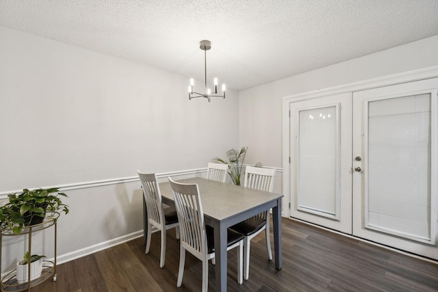4651 Cynthia Ln, Murfreesboro, TN 37127 - dining room featuring wood finished floors, a chandelier, a textured ceiling, and french doors