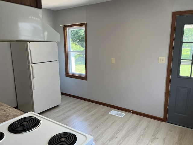538 Lincoln St, Pulaski, TN 38478 - kitchen with freestanding refrigerator, range, and light wood-style floors