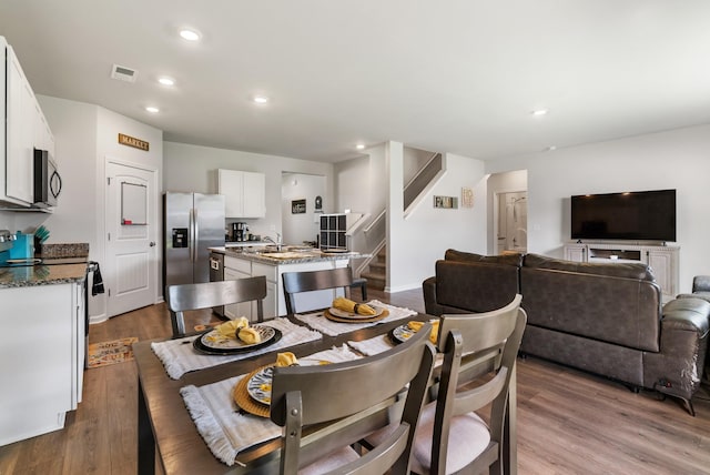 125 Stammer Farms Blvd, Chapel Hill, TN 37034 - dining space featuring stairway, dark wood-style floors, and recessed lighting