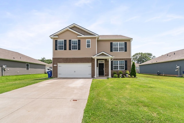 125 Stammer Farms Blvd, Chapel Hill, TN 37034 - view of front of house with brick siding, a garage, driveway, and a front lawn