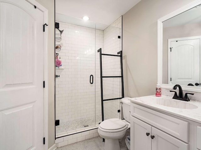 310 Diane Loop, White Bluff, TN 37187 - bathroom with vanity, a shower stall, recessed lighting, and tile patterned flooring
