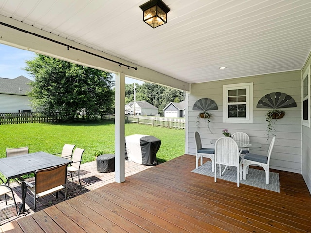 310 Diane Loop, White Bluff, TN 37187 - deck with outdoor dining area, a fenced backyard, and grilling area