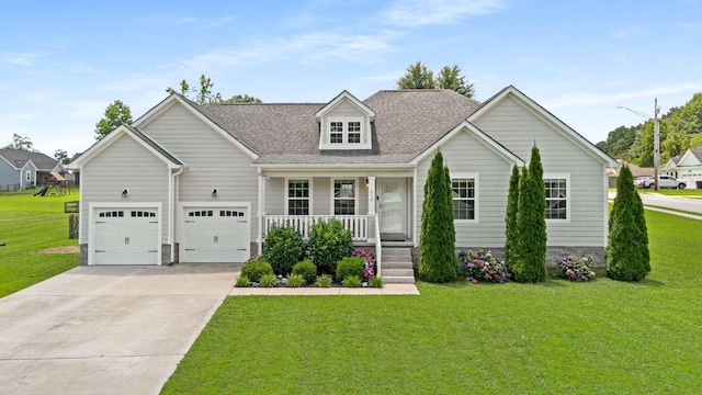 310 Diane Loop, White Bluff, TN 37187 - view of front of house with covered porch, driveway, a front lawn, and roof with shingles